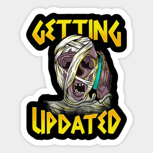 Funny Halloween Mummy Getting Updated Creepy Gift Sticker